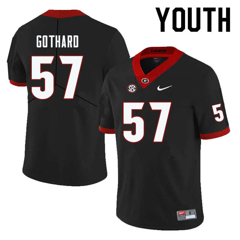 Youth #57 Daniel Gothard Georgia Bulldogs College Football Jerseys-Black - Click Image to Close